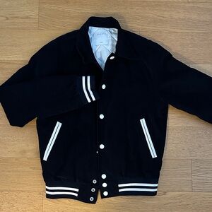 Sandro Corduroy Letterman Jacket with Cream Lining